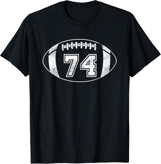 Football Player #74 Football Mom Dad Jersey 74 Varsity Team T-Shirt - T-Shirt | Black