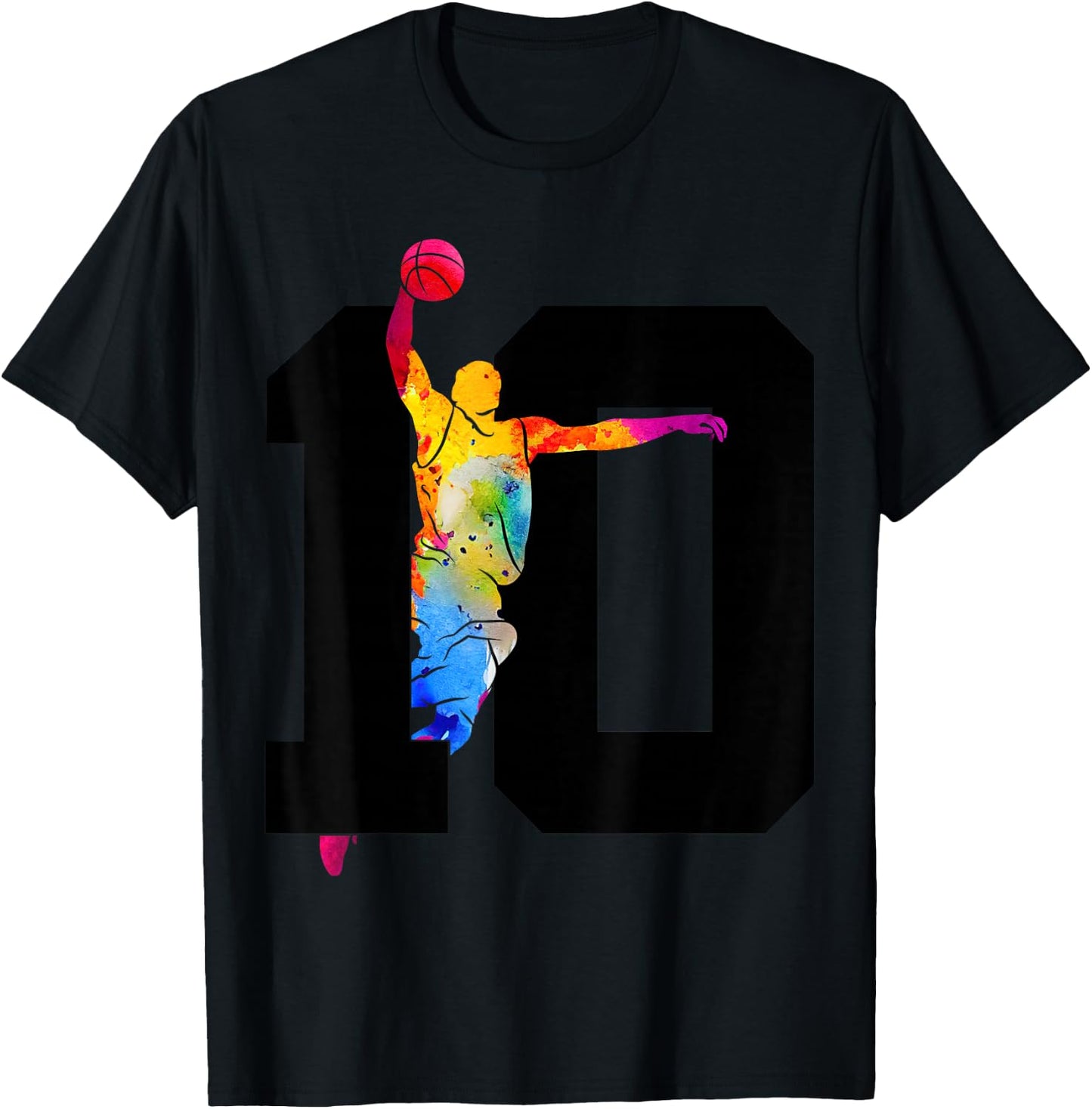 Number 10 Basketball 10th Birthday T-Shirt - T-Shirt | Black