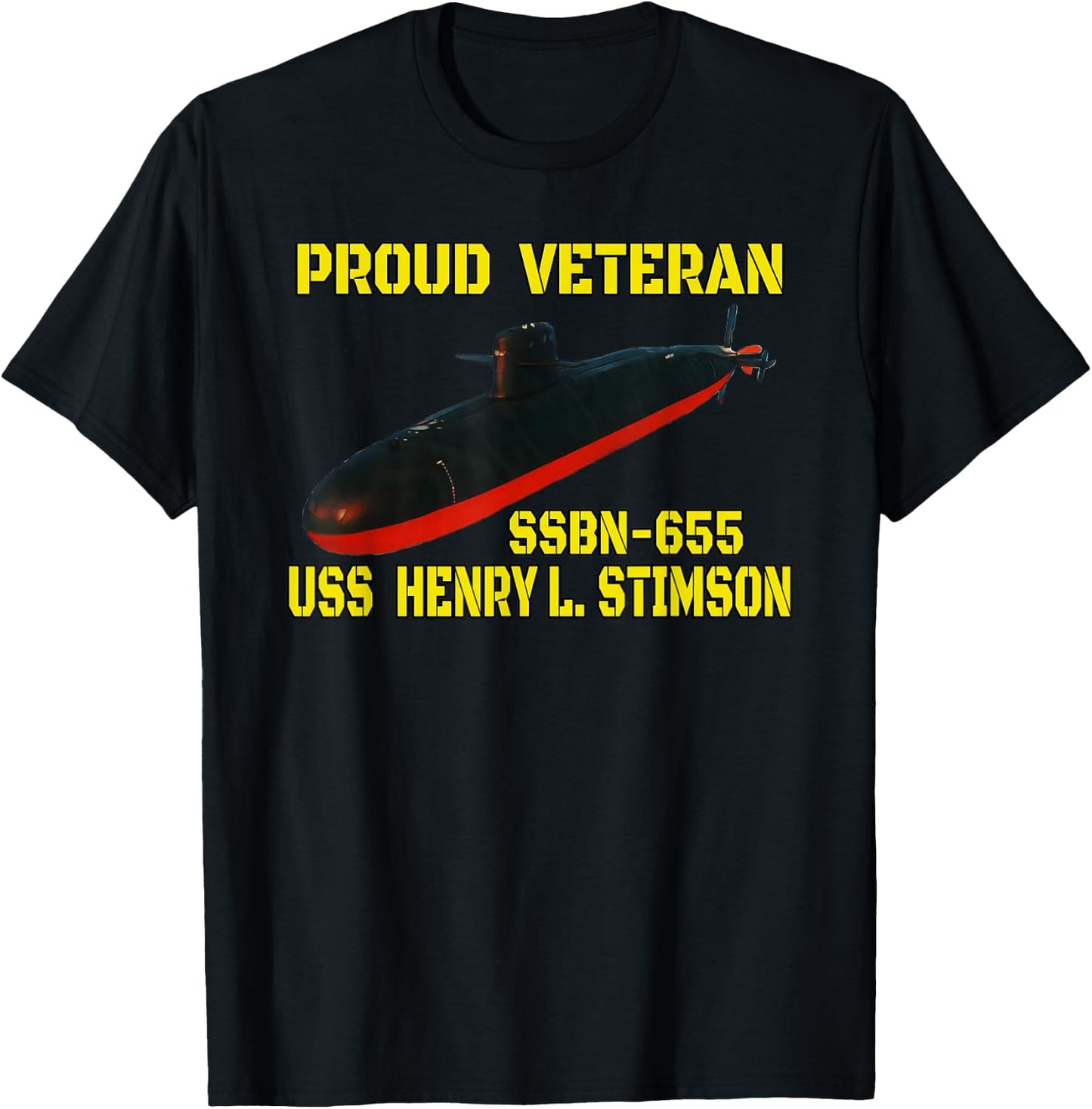 USS Stimson SSBN-655 Submarine Veterans Day Father Grandpa T-Shirt - T-Shirt | Black