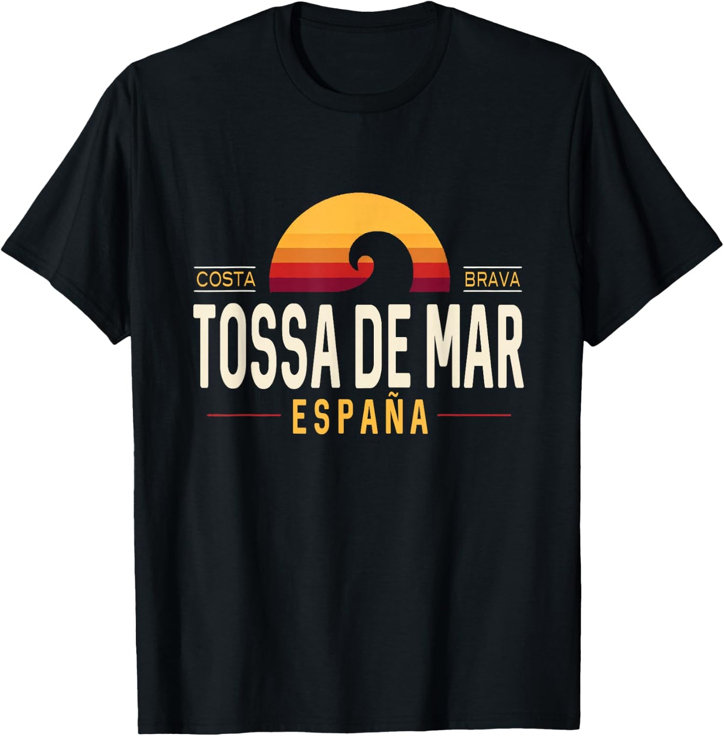 Tossa de Mar Spain | Tossa de Mar Costa Brava España Wave T-Shirt - T-Shirt | Black