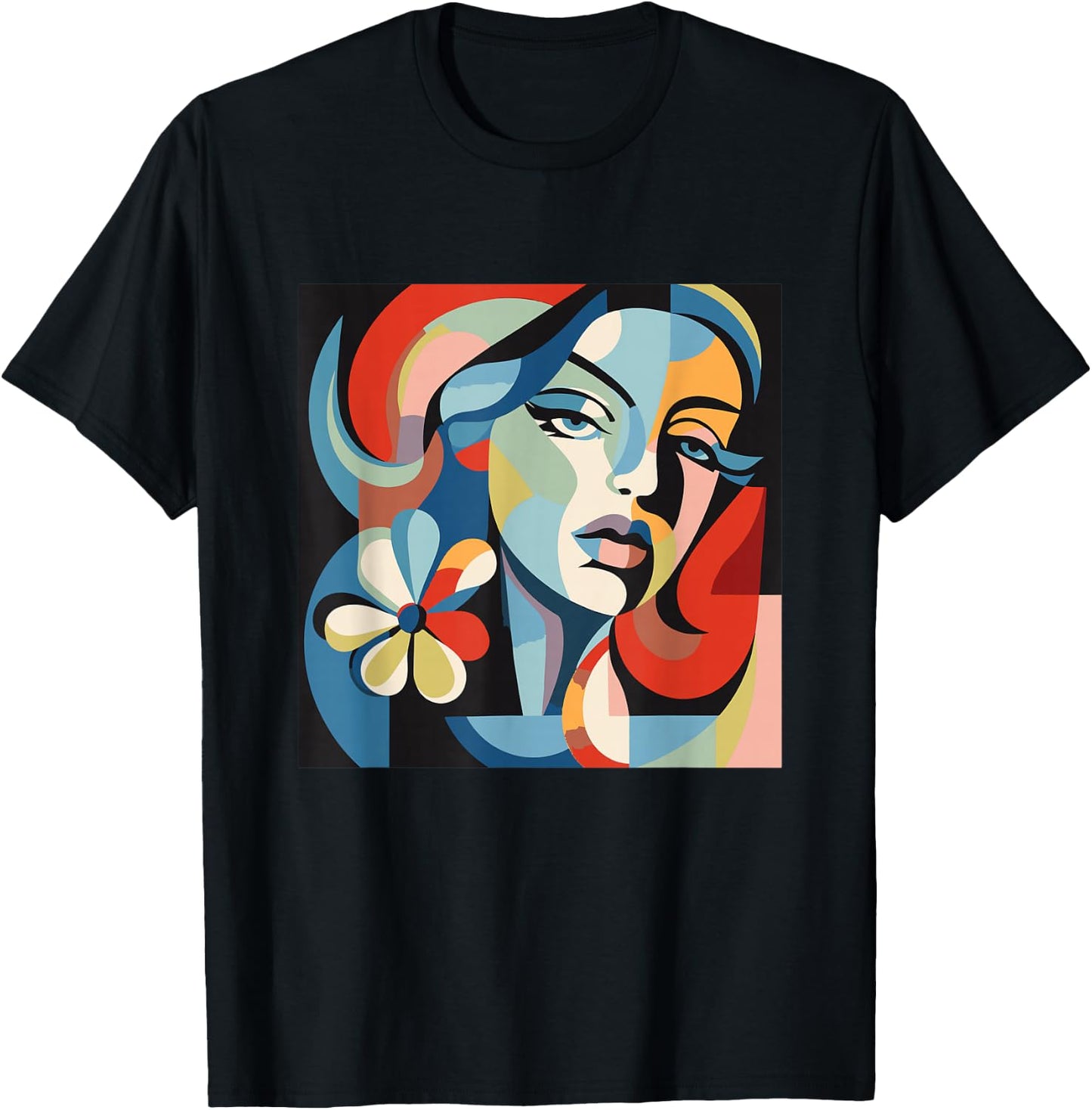 Abstract Woman Face Art Illustration Graphic Designs T-Shirt - T-Shirt | Black