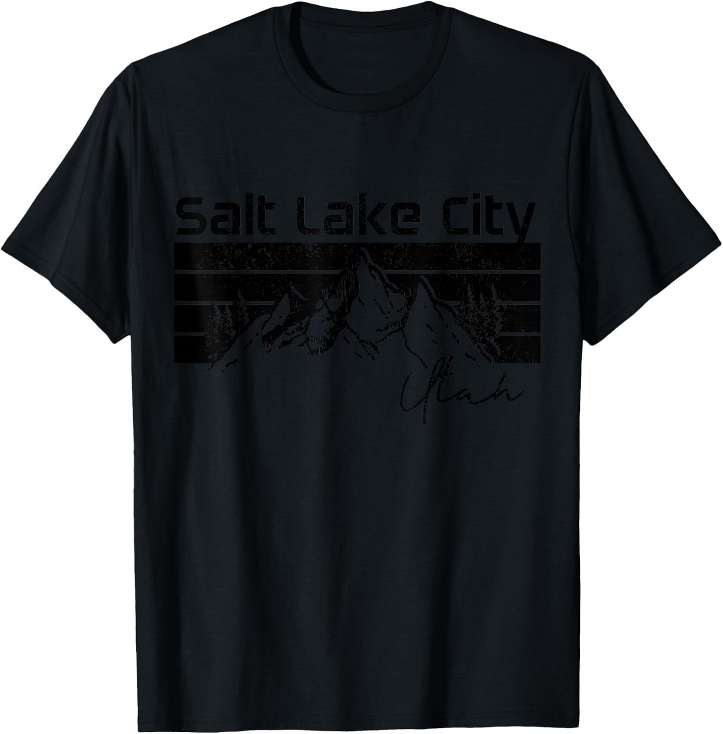 Salt Lake City Utah Souvenir Pride Vintage Mountains T-Shirt - T-Shirt | Black