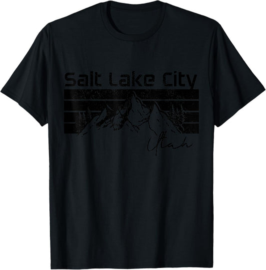 Salt Lake City Utah Souvenir Pride Vintage Mountains T-Shirt - T-Shirt | Black