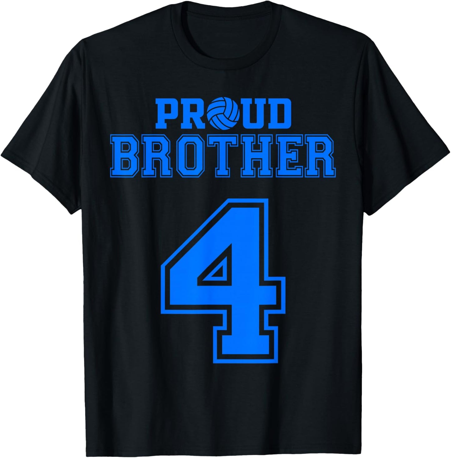 Proud Volleyball Brother Number 4 B T-Shirt - T-Shirt | Black