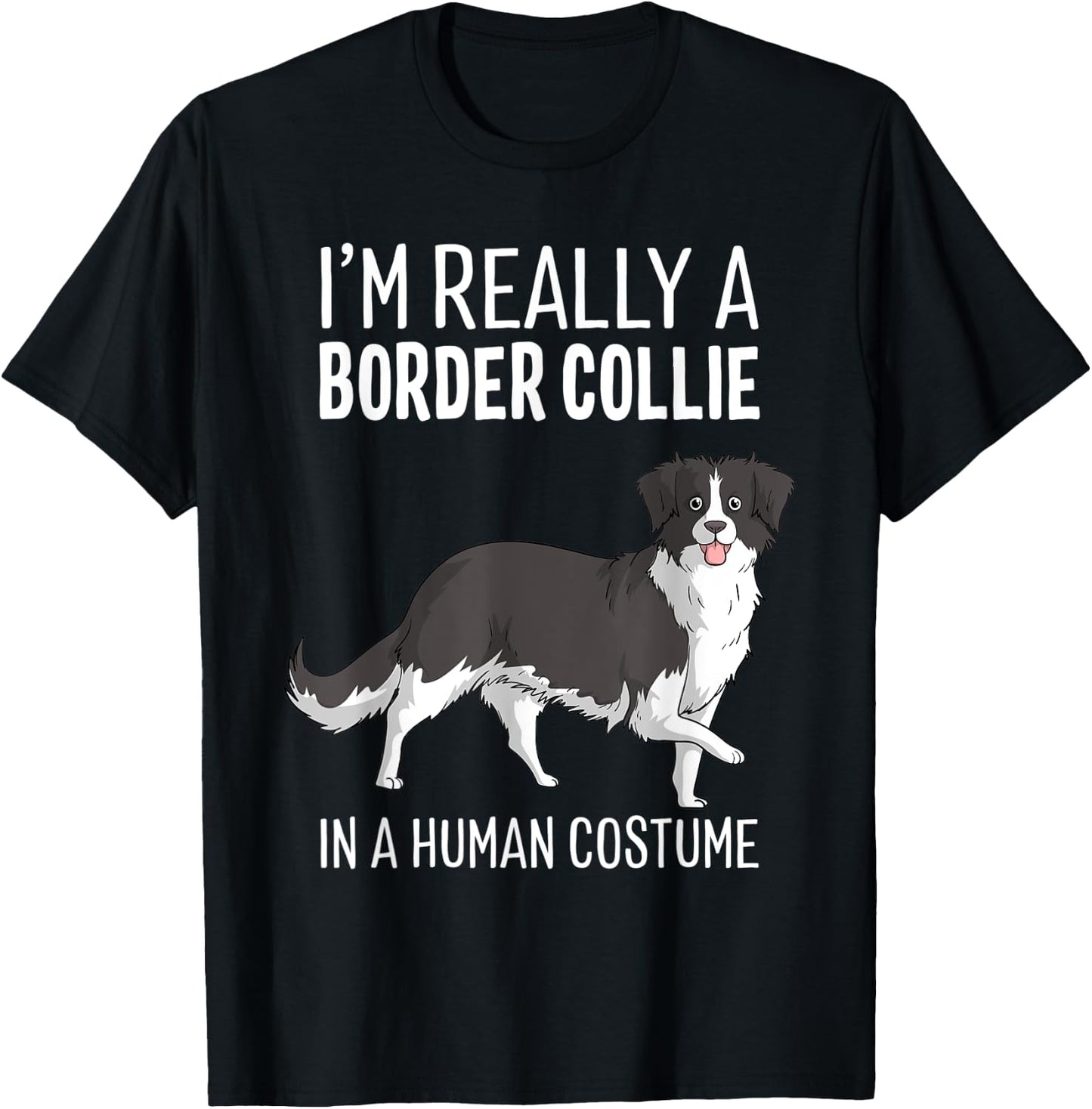 This Is My Human Costume I'm A Border Collie Dog Halloween T-Shirt - T-Shirt | Black