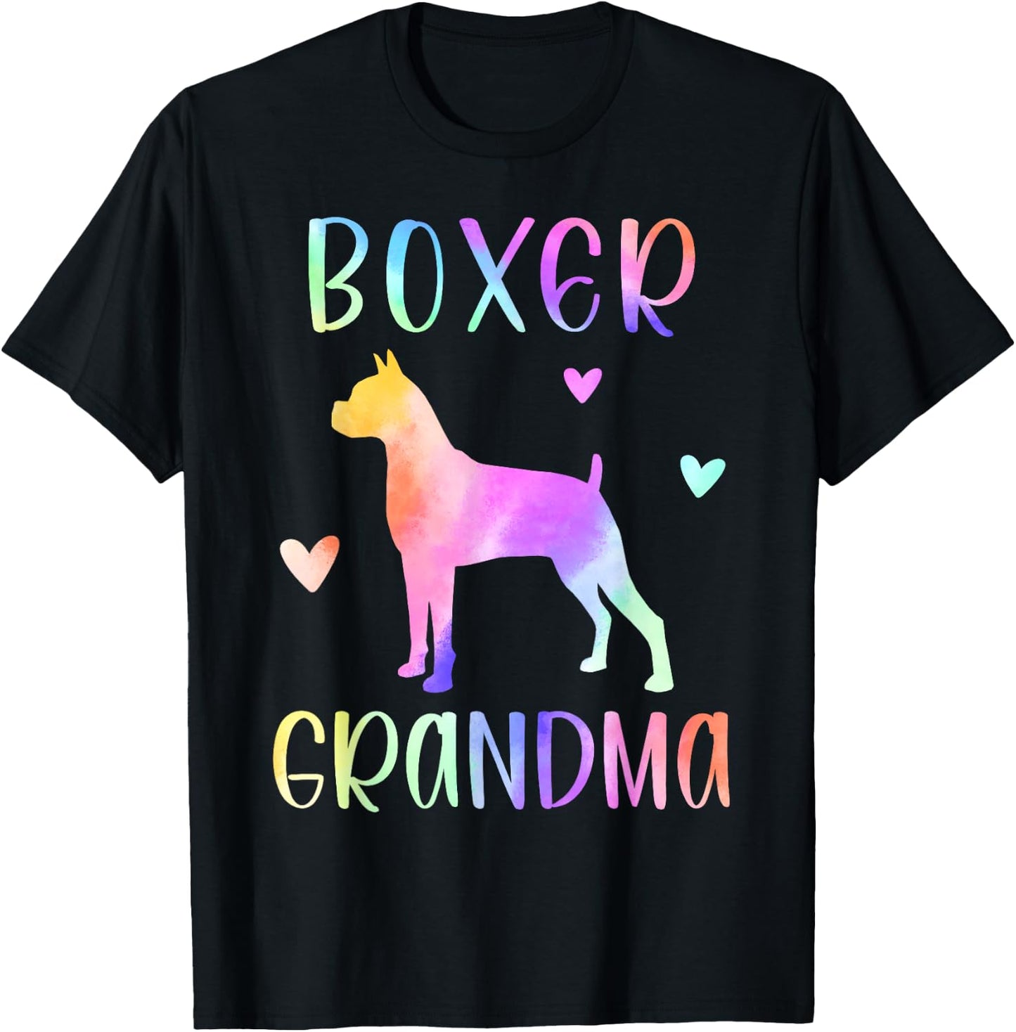 Boxer Grandma Boxer Dog Nana Rainbow Watercolor T-Shirt - T-Shirt | Black