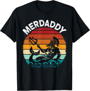 Merdaddy Security Merman Mermaid Daddy Fish Father's Day T-Shirt - T-Shirt | Black