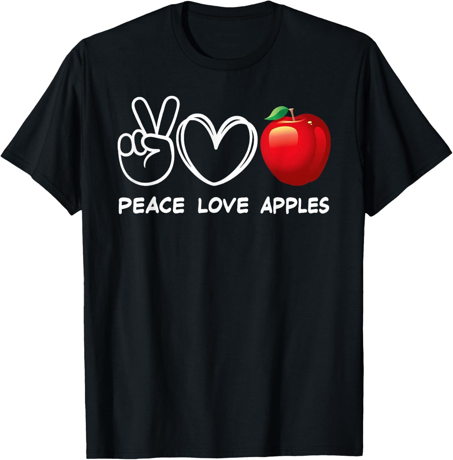 Peace, Love Apples Retro Apple Lover Fruit Lover T-Shirt - T-Shirt | Black