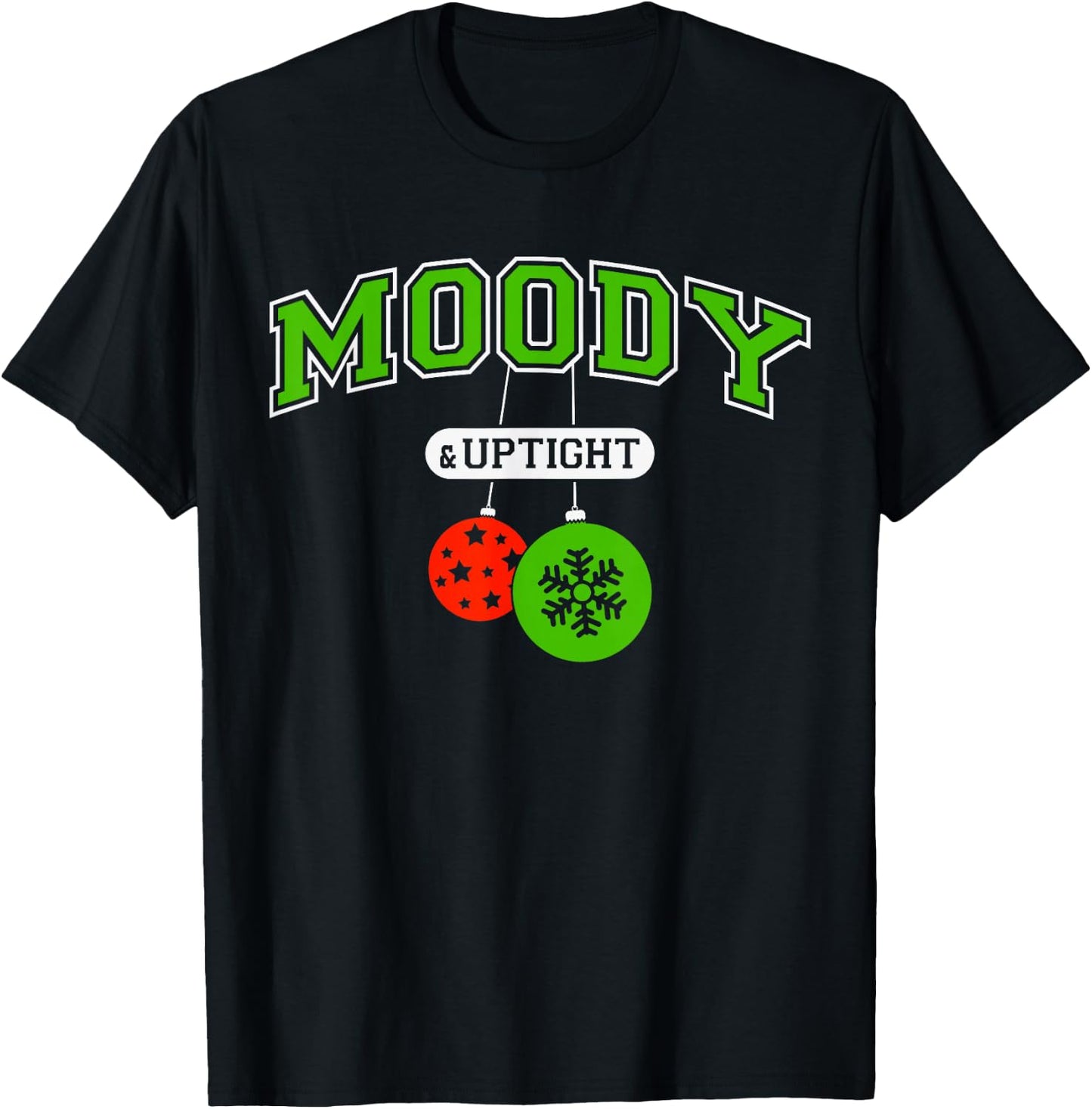 Moody And Uptight Merry And Christmas Bright Matching Couple T-Shirt - T-Shirt | Black