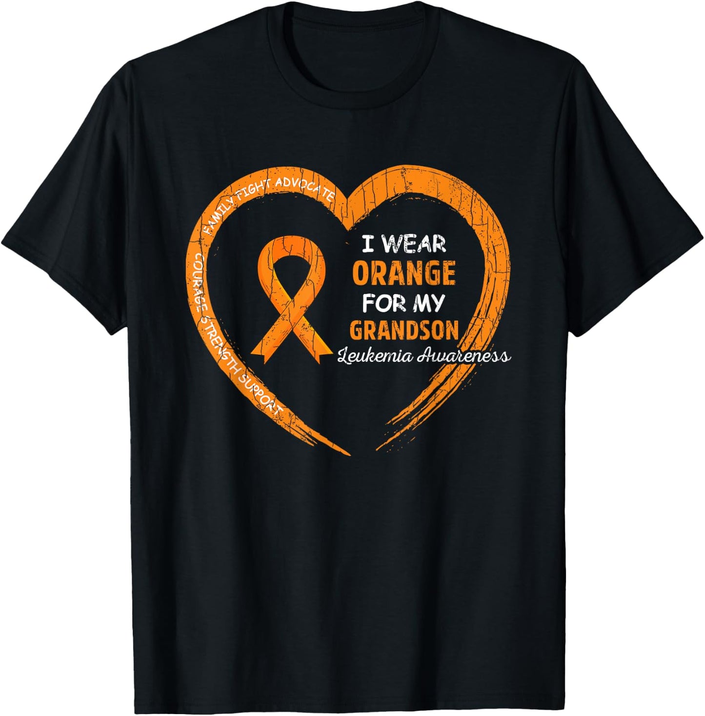 I Wear Orange For My Grandson Leukemia Awareness Graphic T-Shirt - T-Shirt | Black