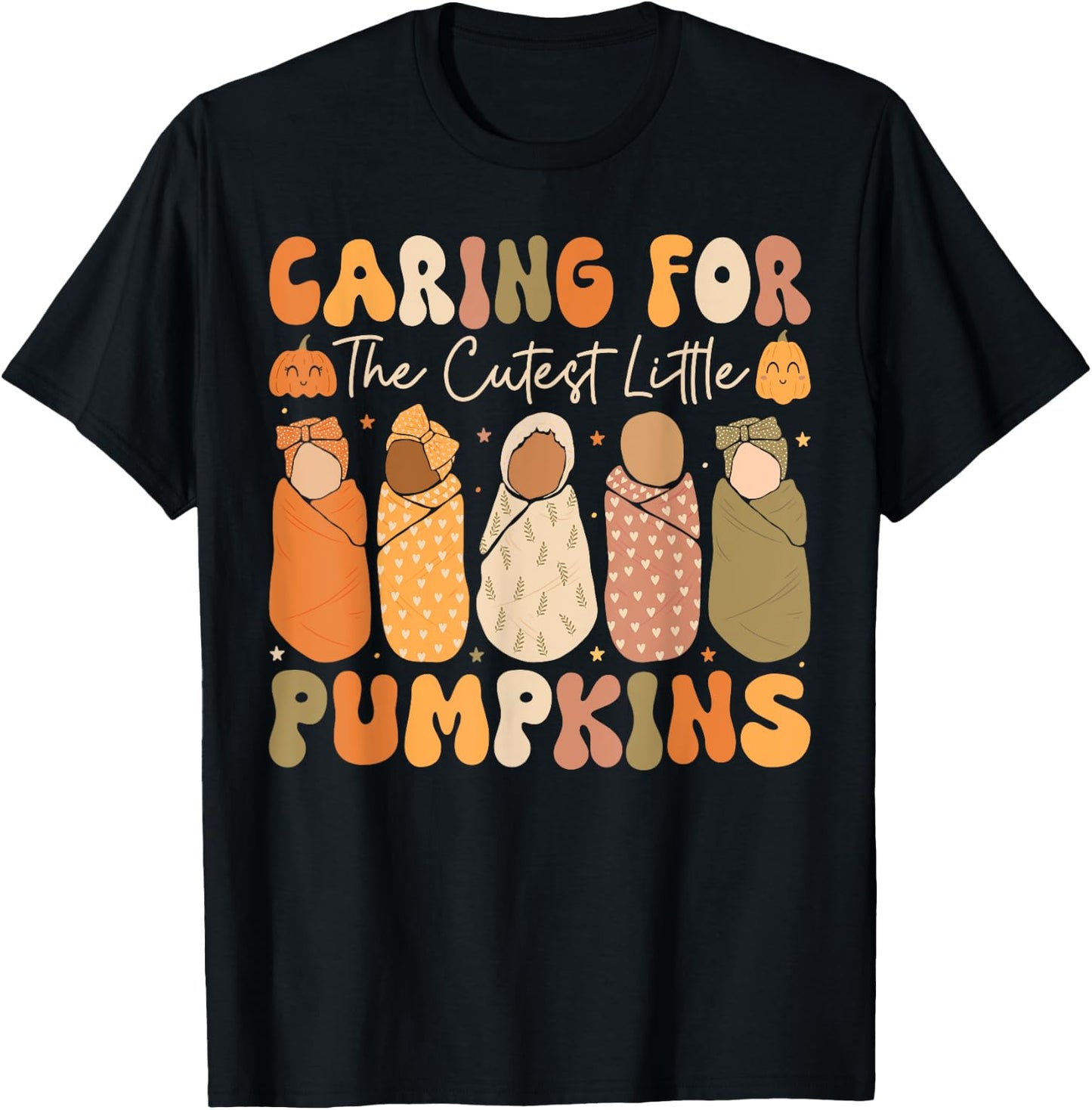 Caring For The Cutest Little Pumpkins L and D Nurse Fall T-Shirt - T-Shirt | Black