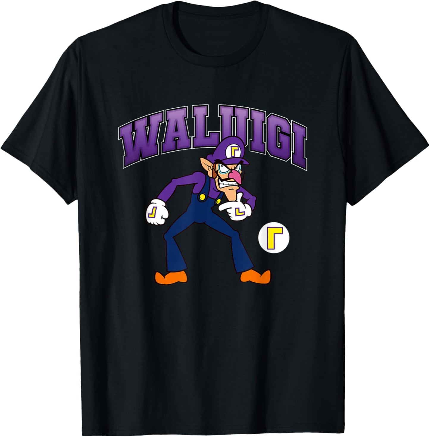 Super Mario Bros Waluigi Big Character Portrait T-Shirt - T-Shirt | Black
