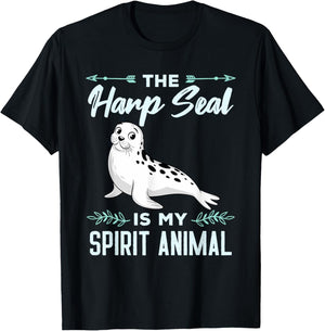 Harp Seal Is My Spirit Animal Men Women Kids T-Shirt - T-Shirt | Black