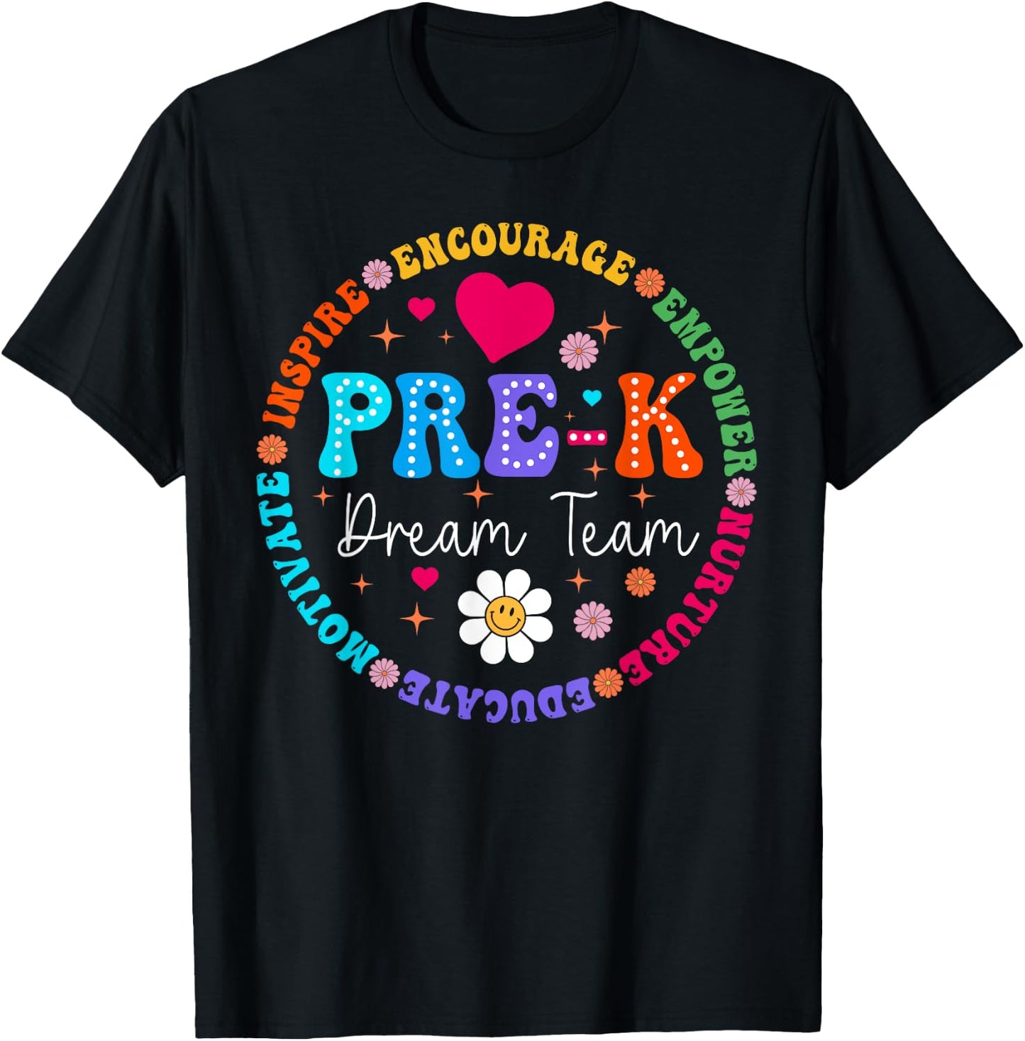 Pre K Dream Team Back To School Boys First Day Teacher T-Shirt - T-Shirt | Black