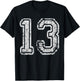 Team Jersey Uniforms Number 13 Thirteen School Sports Bdays T-Shirt - T-Shirt | Black