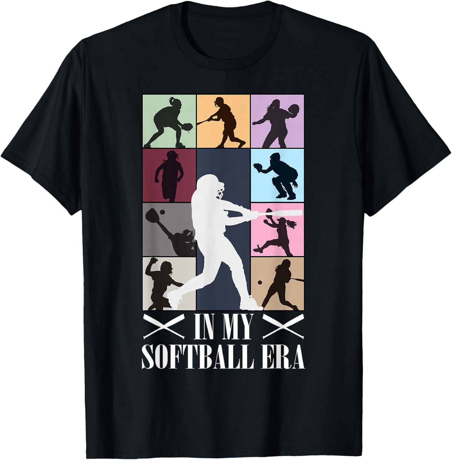 in My Softball Era Funny Softball Girl Player Lover T-Shirt - T-Shirt | Black