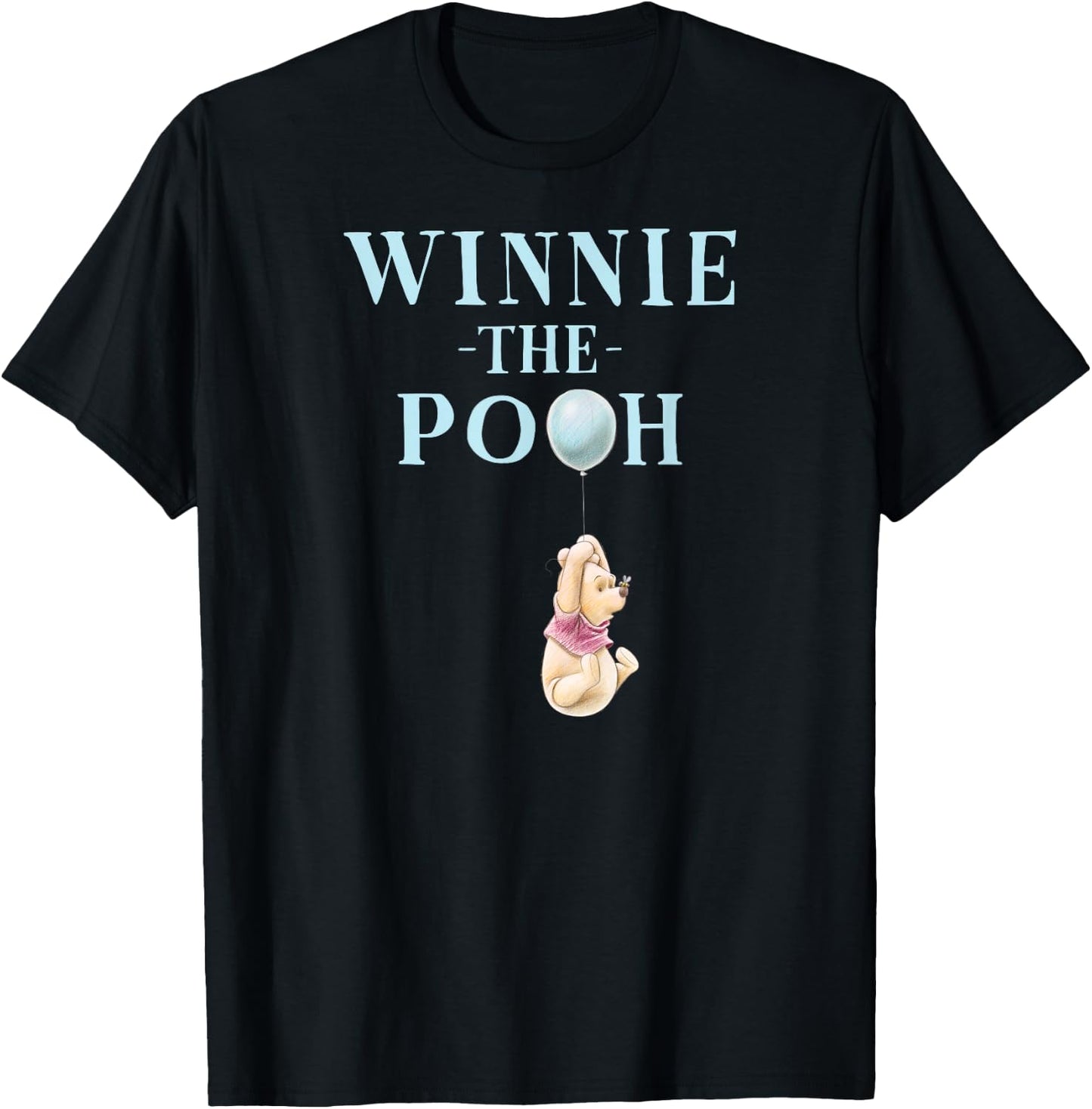 Winnie the Pooh - Pooh With Blue Balloon T-Shirt - T-Shirt | Black