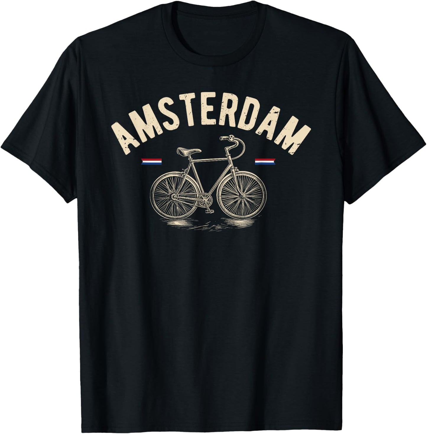Vintage Bicycle Amsterdam Netherlands | Bike Lover T-Shirt - T-Shirt | Black