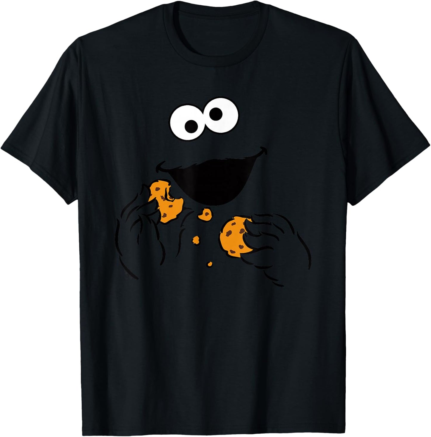Sesame Street Cookie Monster Om Nom Face Halloween Costume T-Shirt - T-Shirt | Black