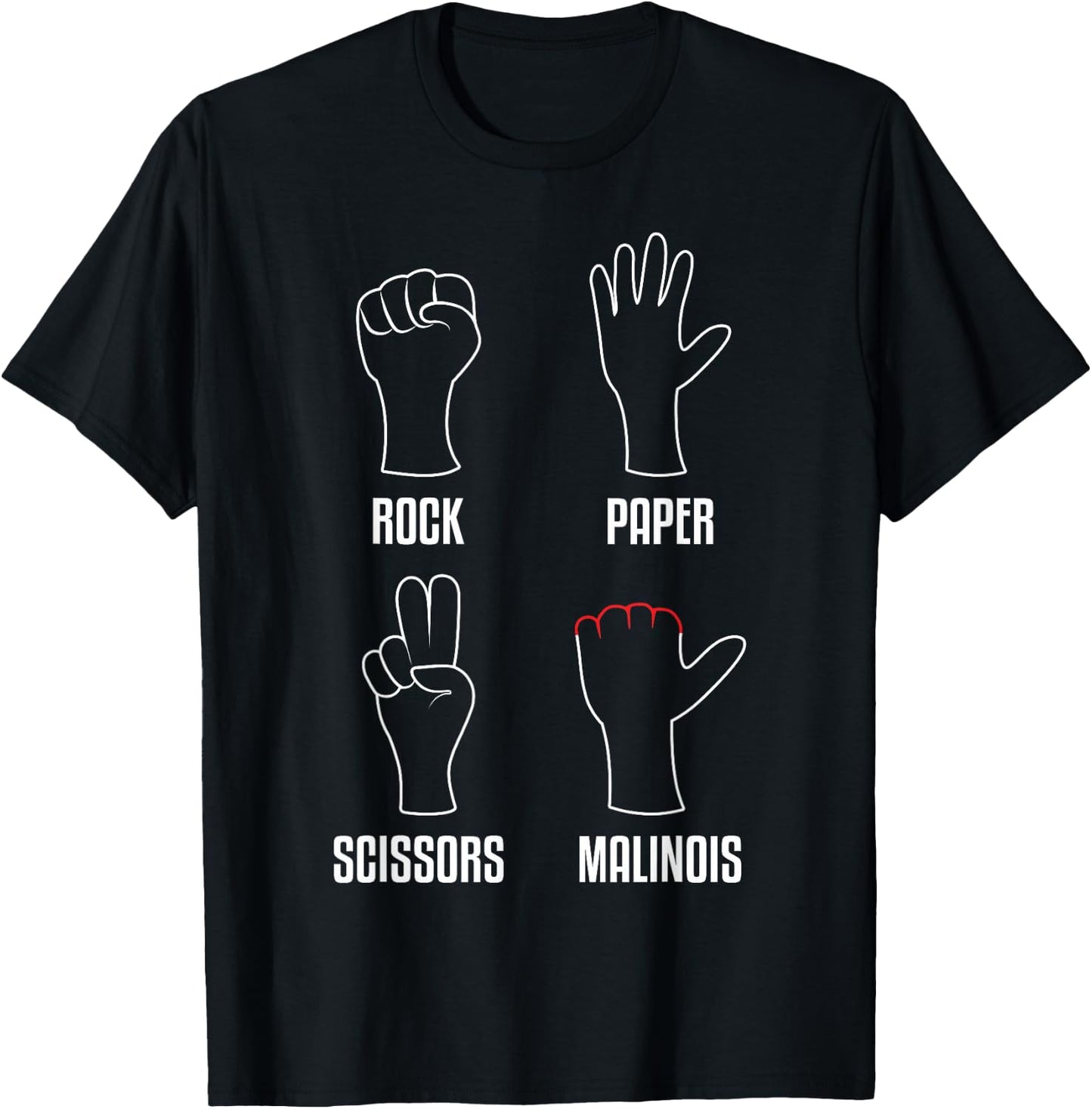 Rock Paper Scissors Malinois Funny Belgian Malinois Dog T-Shirt - T-Shirt | Black