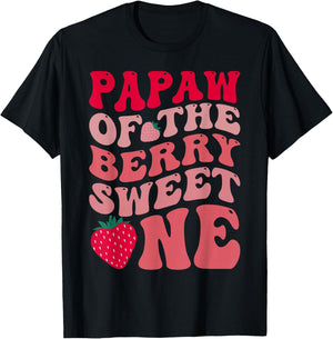 Papaw Of The Berry Sweet One Strawberry First Birthday T-Shirt - T-Shirt | Black