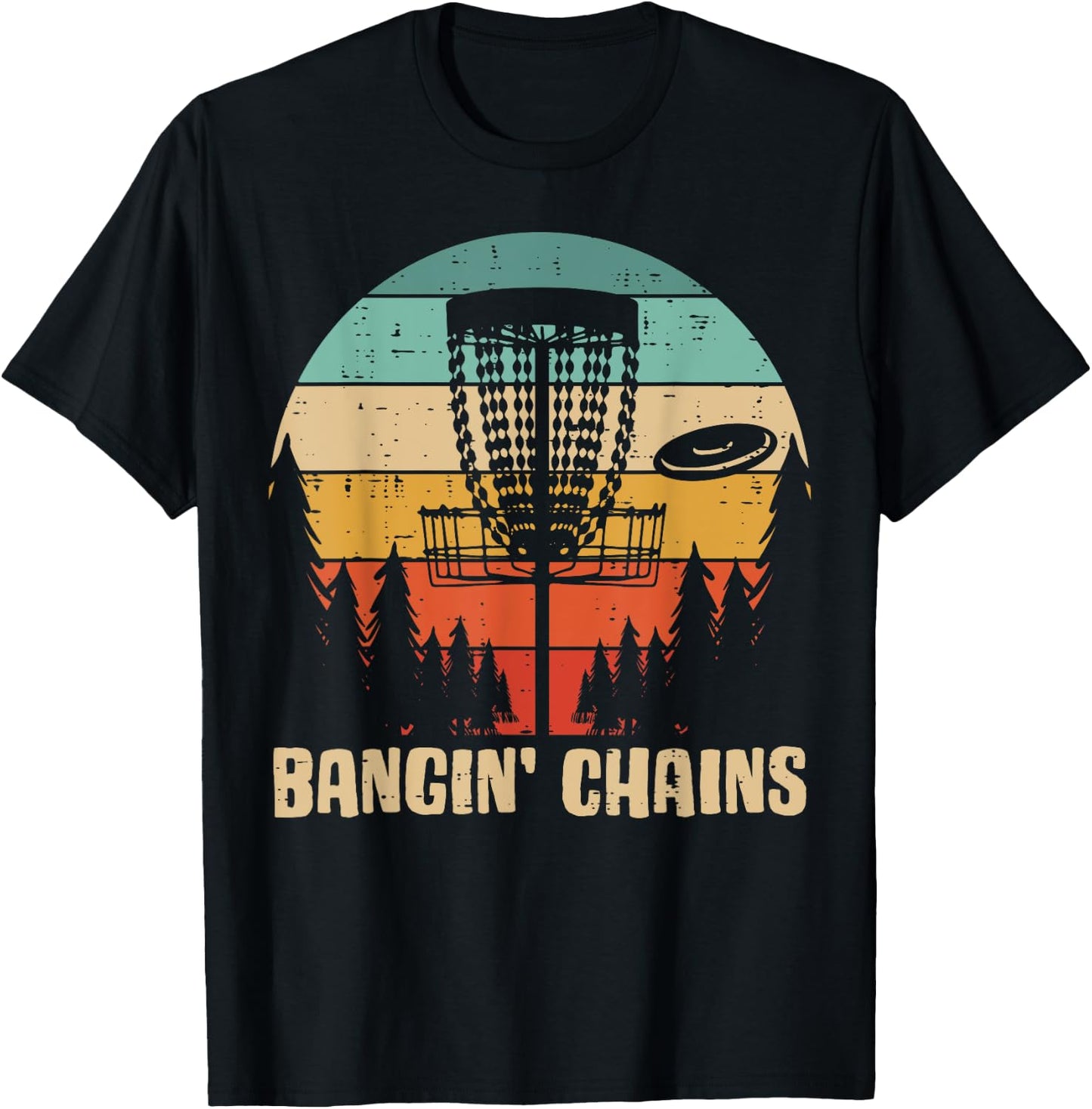 Disc Golf Bangin Chains Retro Frisbee Golfer Frolf Men Women T-Shirt - T-Shirt | Black
