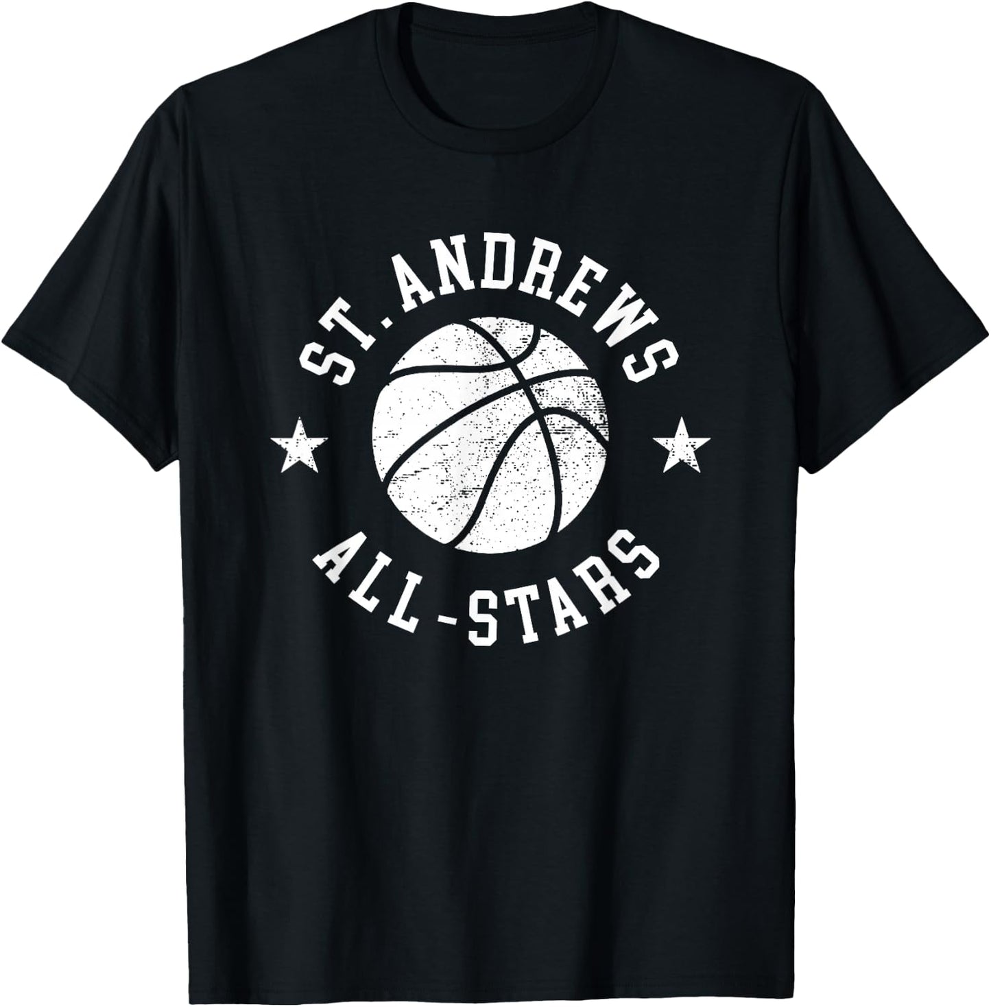 St. Andrews Vintage All-Stars Retro 80s Basketball T-Shirt - T-Shirt | Black