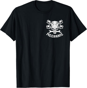 Mechanic Skull Pocket - Mechanic Tools Design Art T-Shirt - T-Shirt | Black