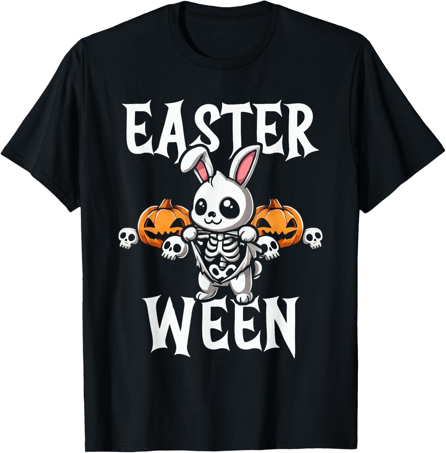 Easter Ween Skeleton Bunny Halloween Theme T-Shirt - T-Shirt | Black