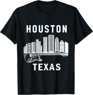 Houston City Skyline Music Texas Souvenir Houston T-Shirt - T-Shirt | Black