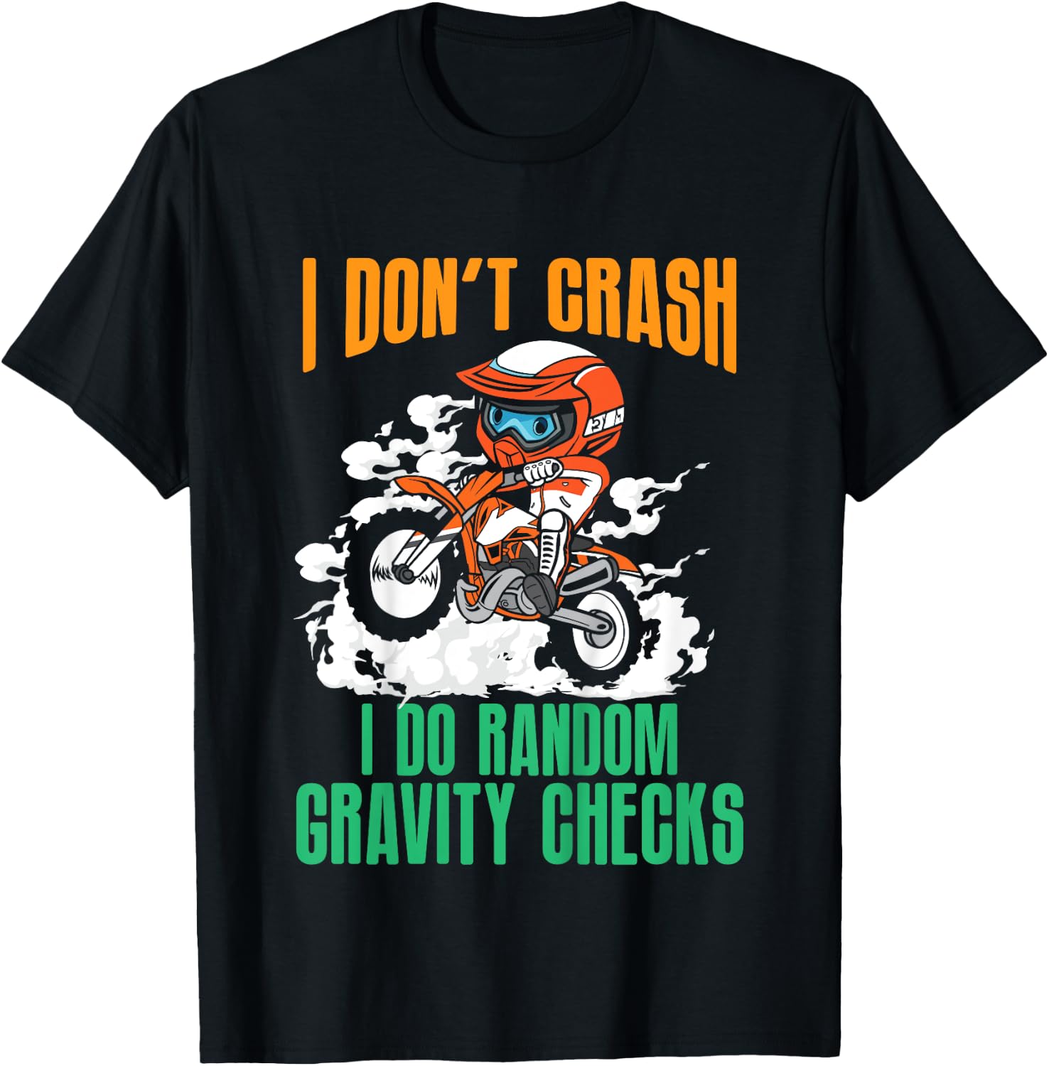 Kids Funny Gravity Check Dirt Bike Motocross Motorcycle Crash MX T-Shirt - T-Shirt | Black