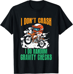 Kids Funny Gravity Check Dirt Bike Motocross Motorcycle Crash MX T-Shirt - T-Shirt | Black