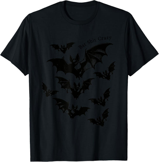 Bat Shit Crazy, Trendy Witchy Halloween, Spooky Season T-Shirt - T-Shirt | Black