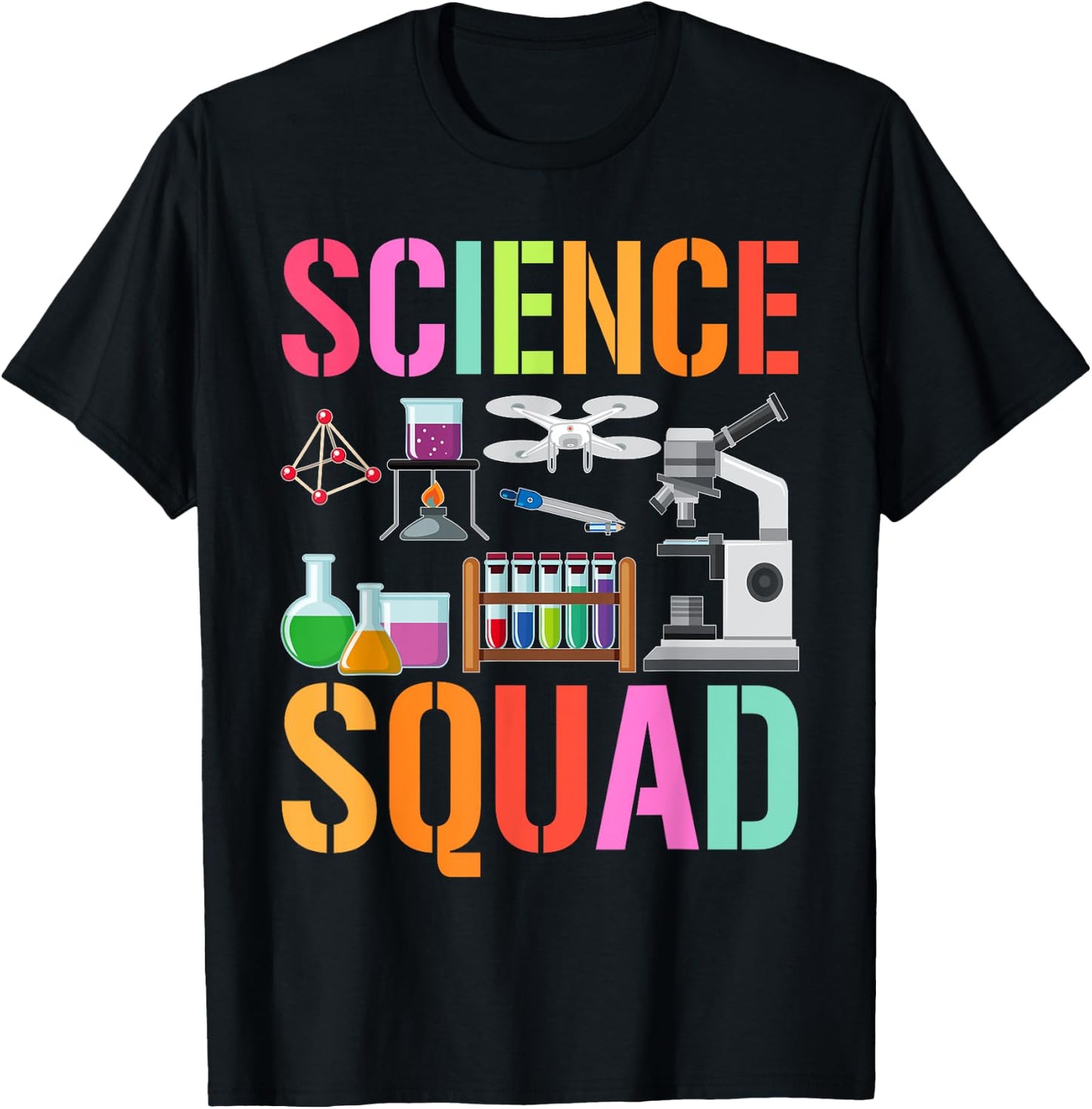 Vintage SCIENCE SQUAD Technology Teacher Team Student STEM T-Shirt - T-Shirt | Black