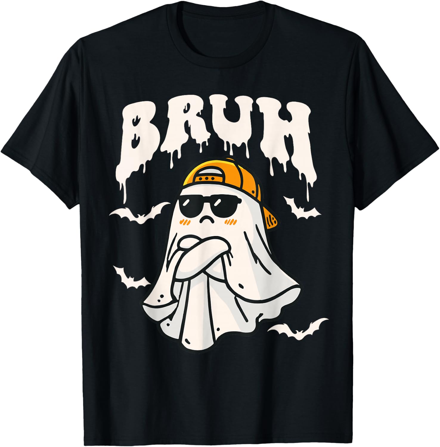 Halloween Bruh Cute Funny Ghost Boo Spirit Halloween Bruh T-Shirt - T-Shirt | Black