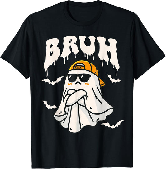 Halloween Bruh Cute Funny Ghost Boo Spirit Halloween Bruh T-Shirt - T-Shirt | Black