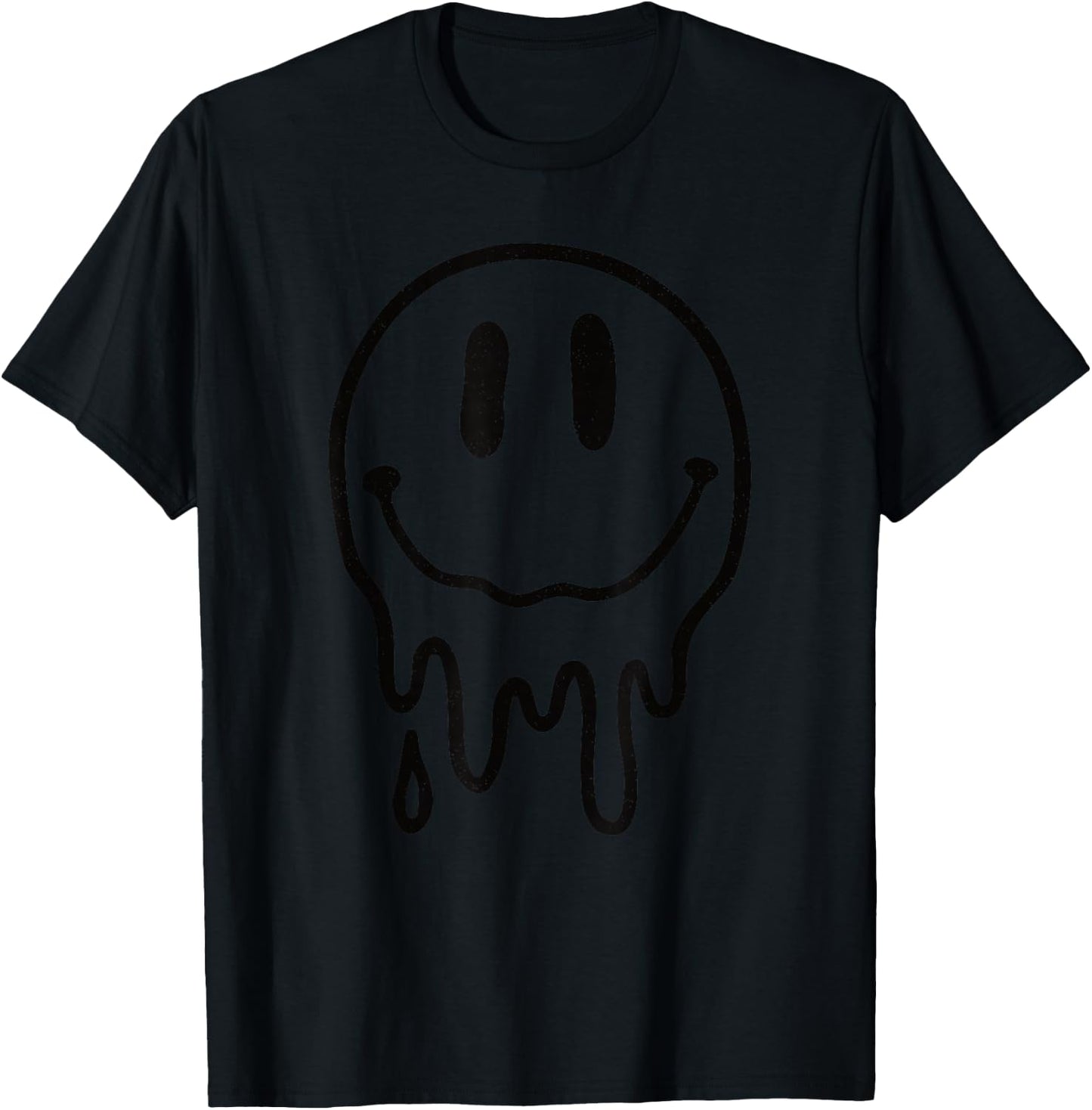 Melting Smile Face Melted Dripping Drippy Happy Face Cute T-Shirt - T-Shirt | Black