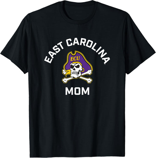 East Carolina University ECU Pirates Arched Mom T-Shirt - T-Shirt | Black