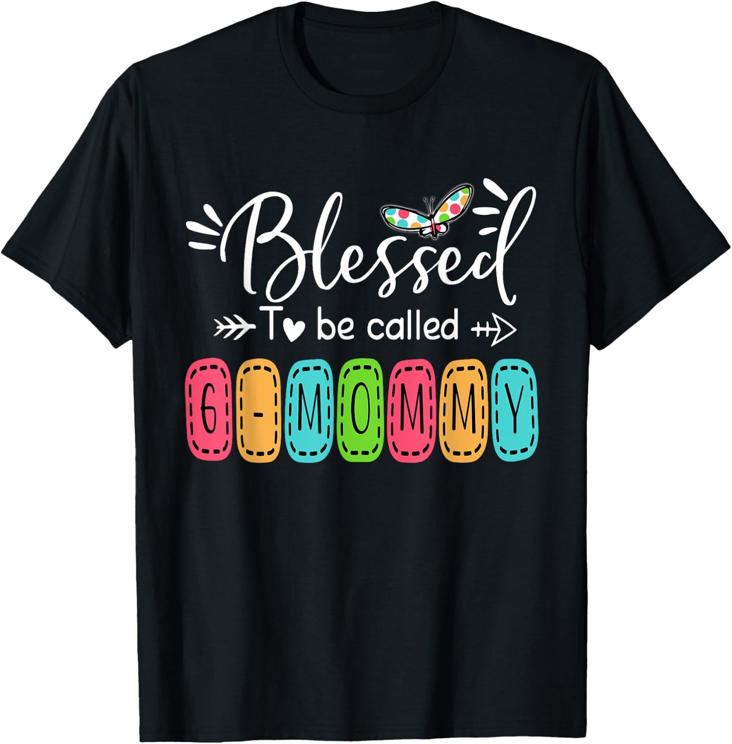 Blessed To Be Called Gmommy Stitch Patch, Gift T-Shirt - T-Shirt | Black