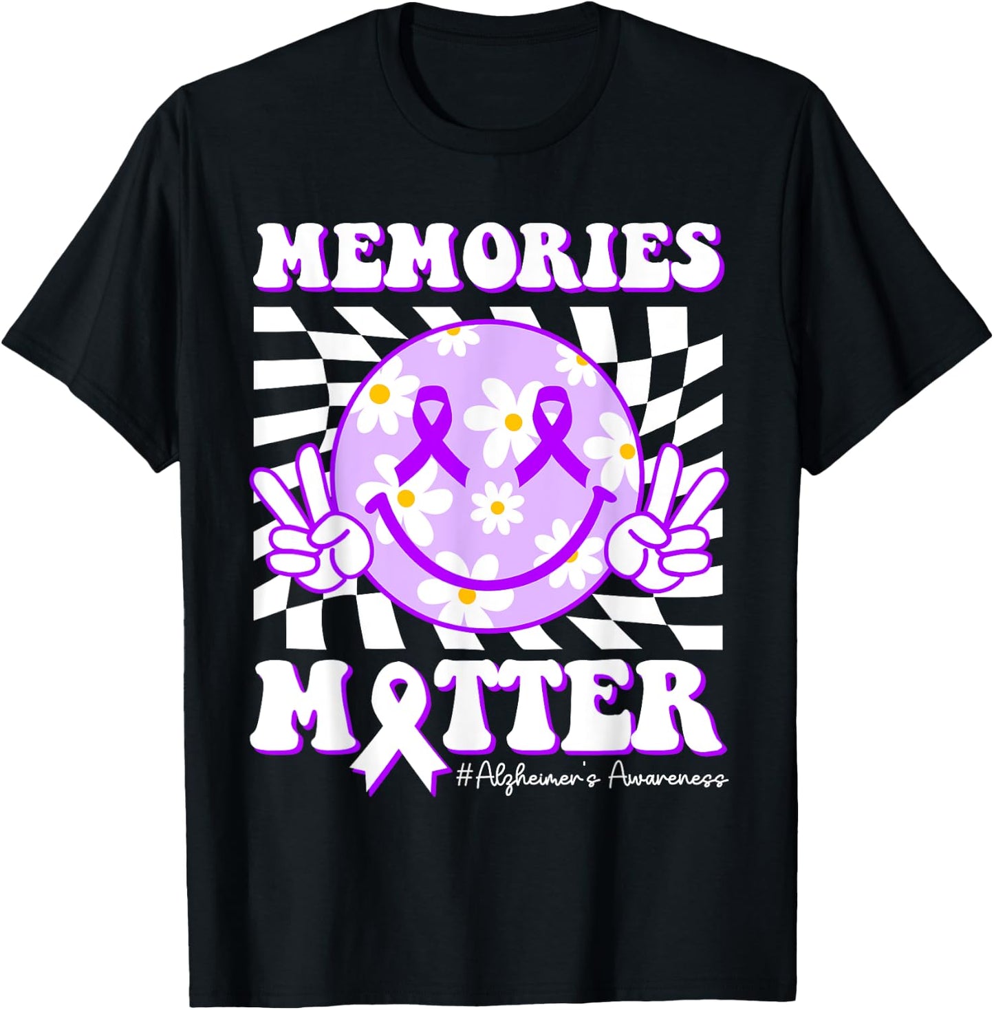 Groovy Memories Matter Dementia Alzheimers Awareness Purple T-Shirt - T-Shirt | Black