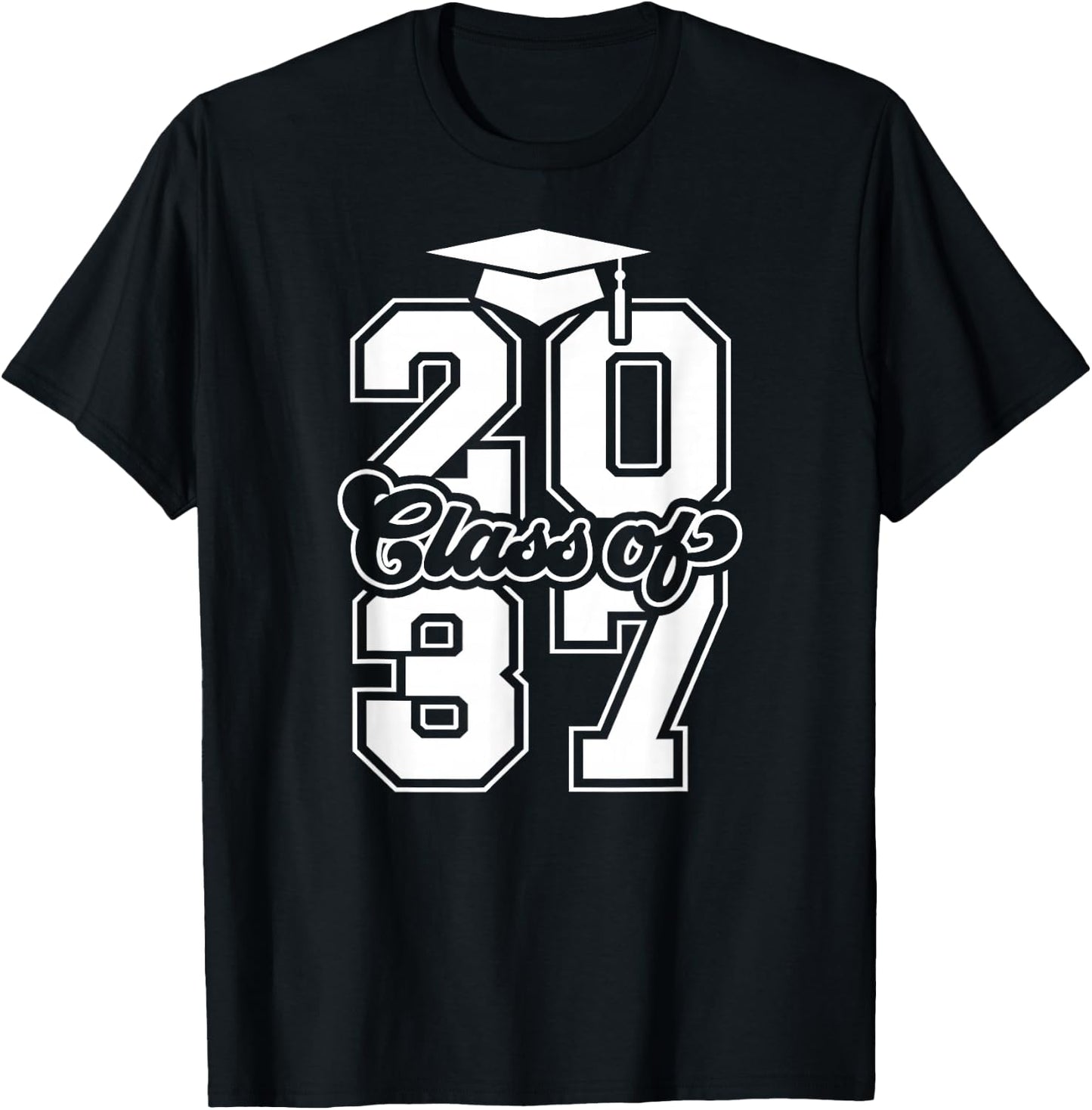 Graduating Class Of 2037 Graduation First Day Of School T-Shirt - T-Shirt | Black