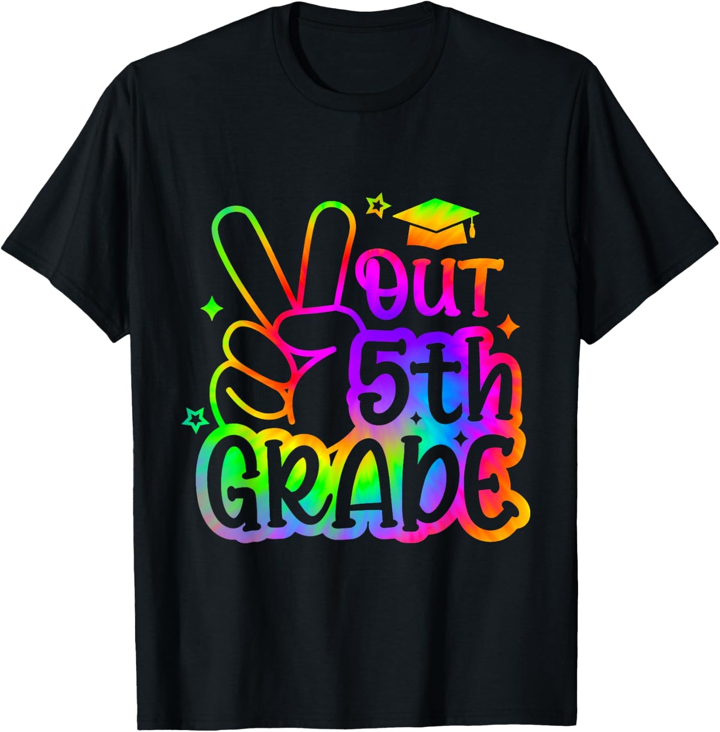 Peace Out 5th Grade Tie Dye Last Day School 2025 T-Shirt - T-Shirt | Black
