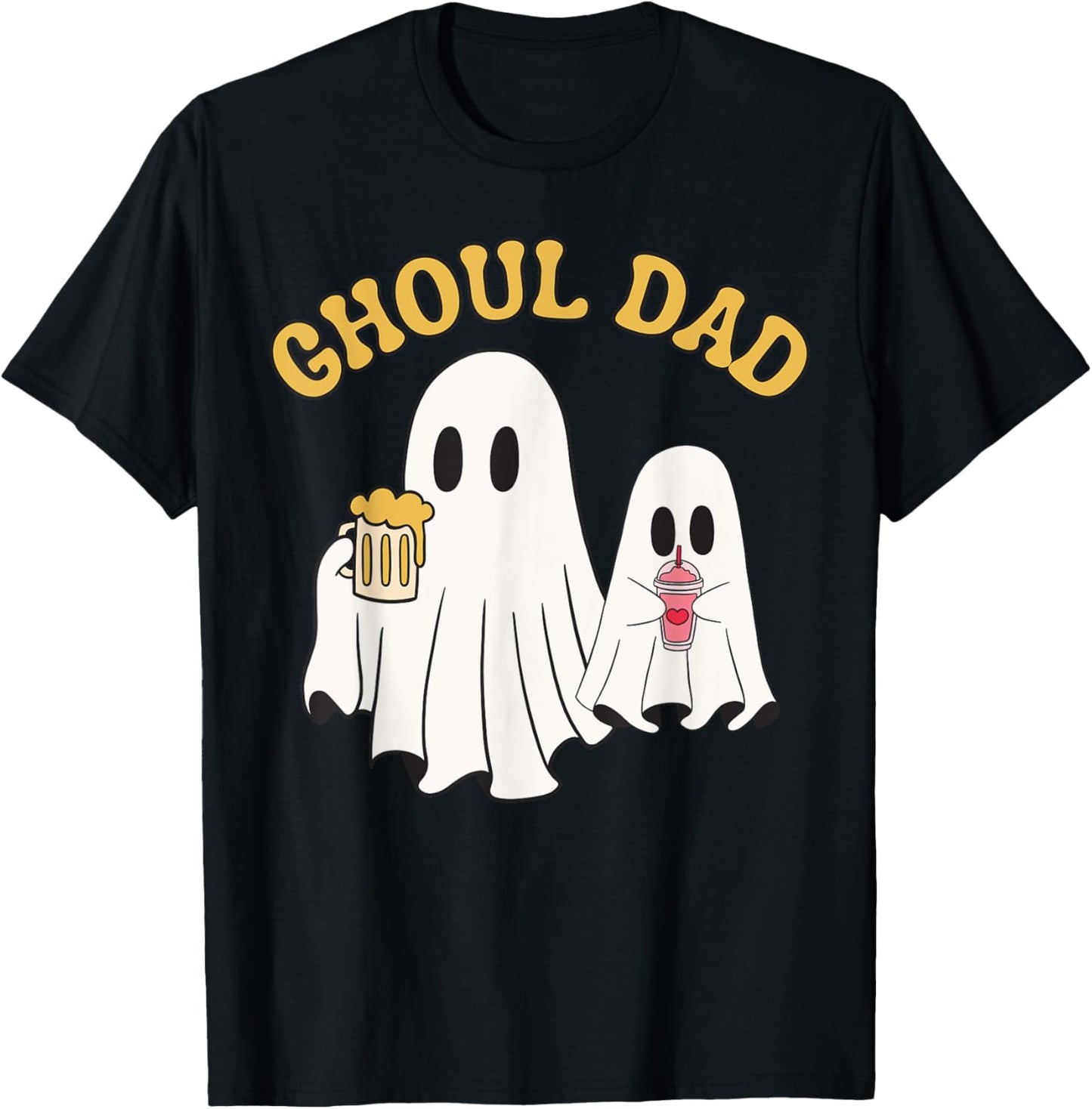 Ghoul Dad Funny Halloween Father Retro Ghost Daddy Beer T-Shirt - T-Shirt | Black
