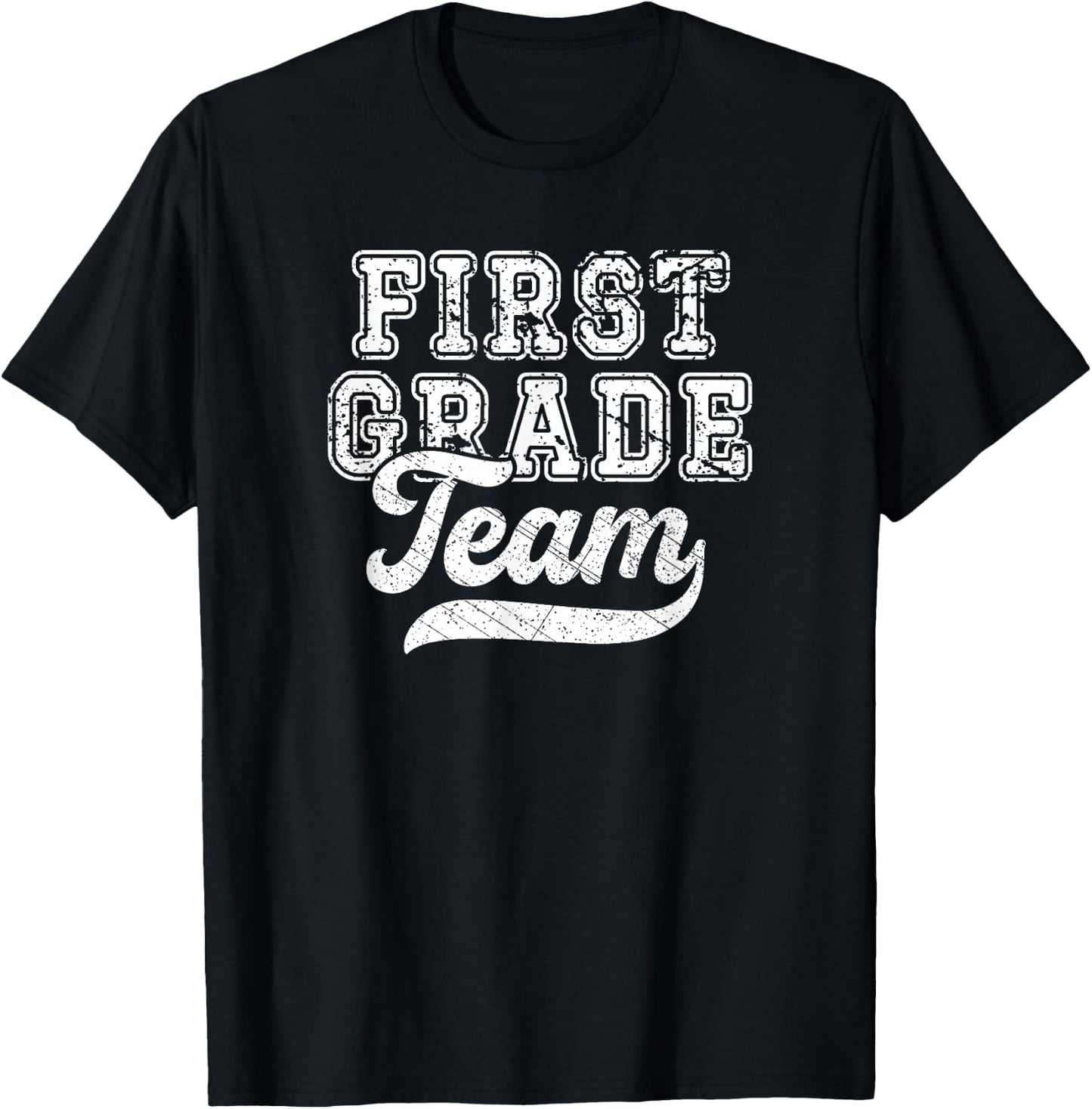 Kids Teacher First Grade Retro Back To School Team 1st Grade T-Shirt - T-Shirt | Black