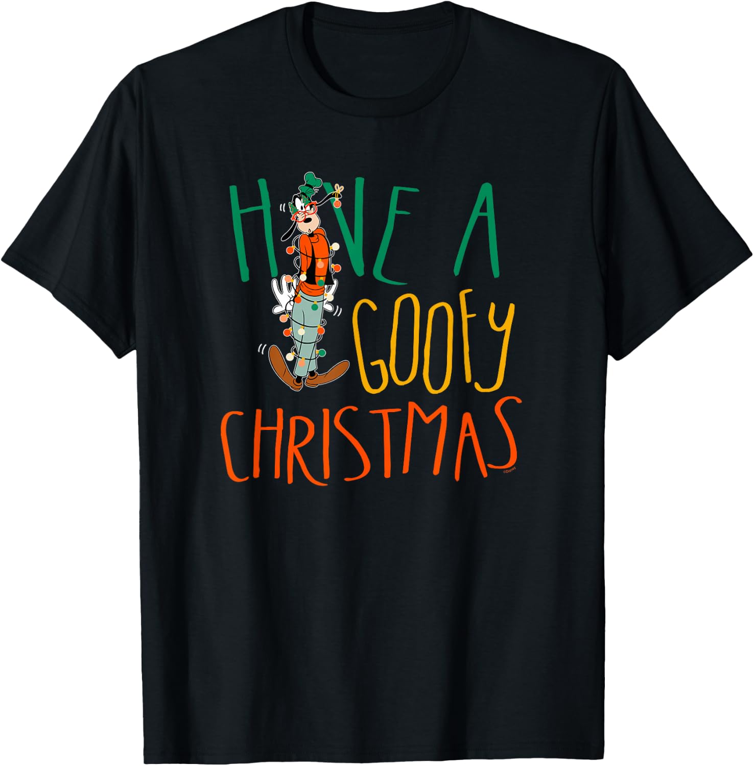 Disney Have a Goofy Christmas Tangled Lights Funny T-Shirt - T-Shirt | Black
