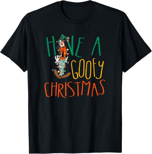 Disney Have a Goofy Christmas Tangled Lights Funny T-Shirt - T-Shirt | Black