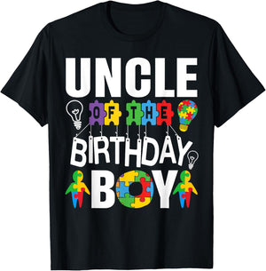 Uncle Of The Birthday Boy Autism T-Shirt - T-Shirt | Black