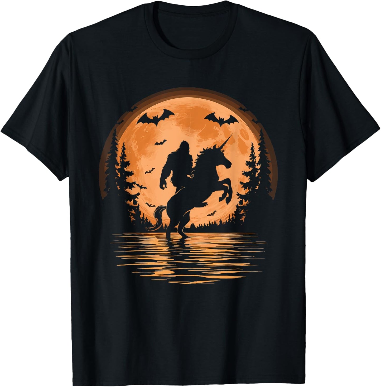 Bigfoot Riding Unicorn T-Shirt - T-Shirt | Black
