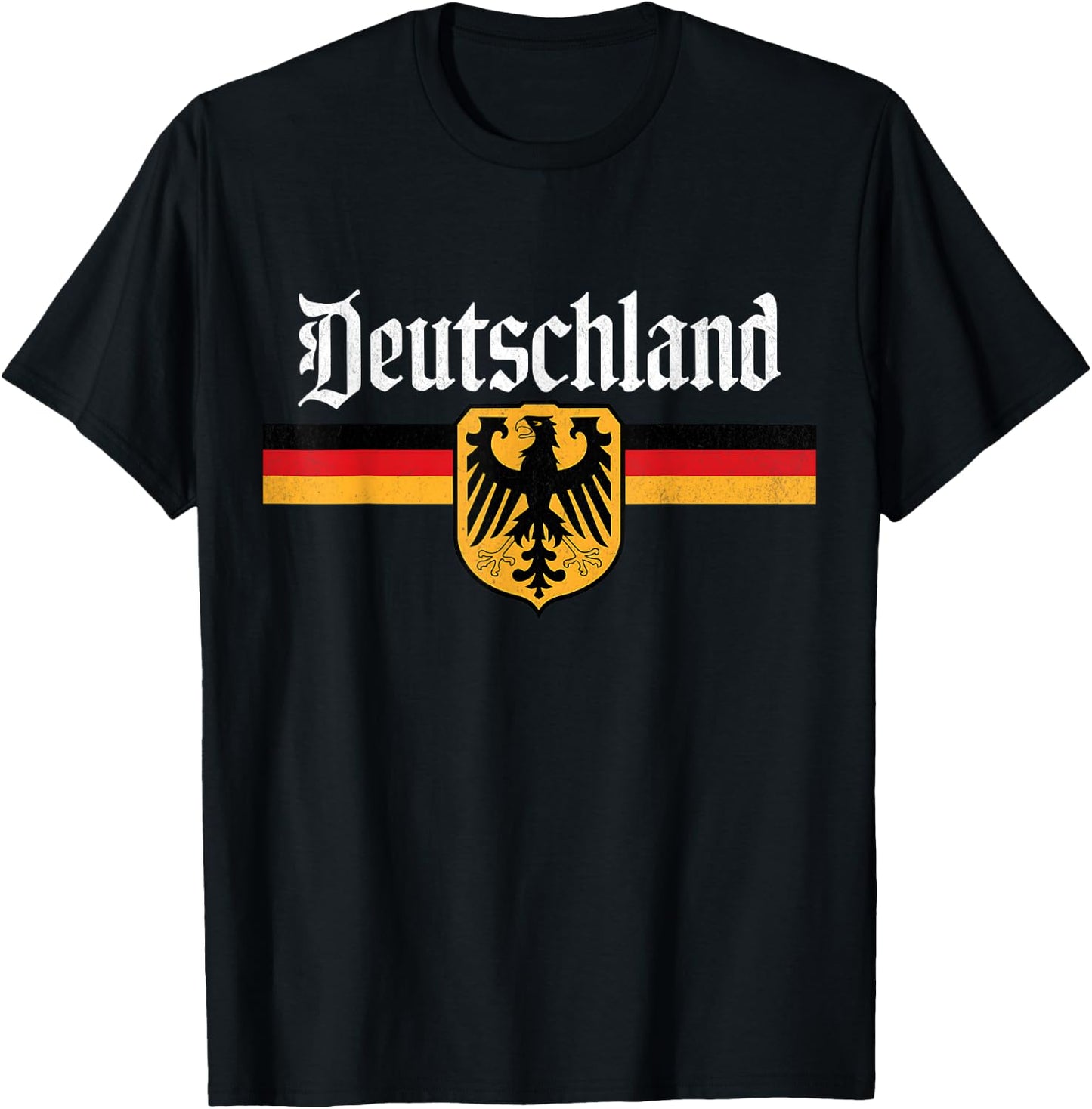 Coat of Arms Eagle Banner Vintage Deutschland Germany Flag , Small, Black T-Shirt - T-Shirt | Black