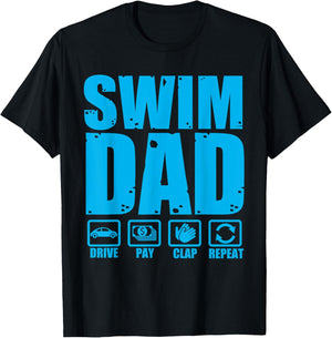 Funny Swim Dad Proud Swimmer Father Humor Fathers Day T-Shirt - T-Shirt | Black